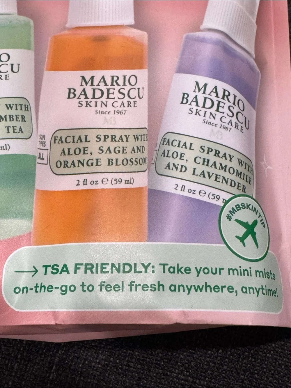 NEW Mario Badescu Mini Mist Collection Set 4 Travel Size Spray
